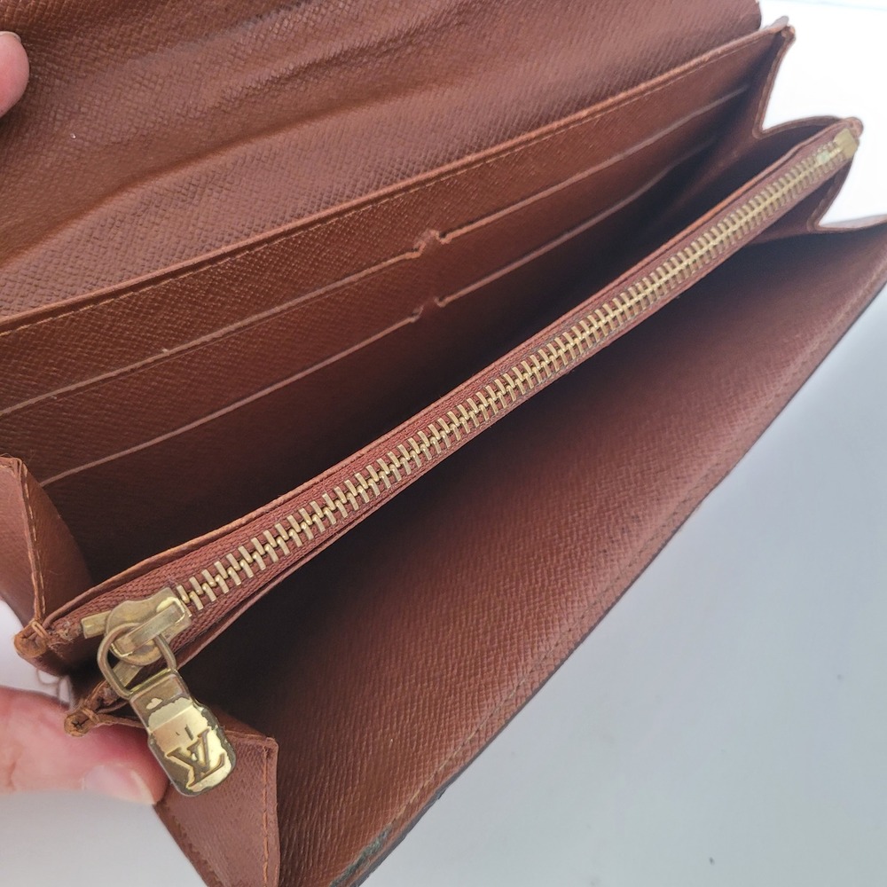 Louis Vuitton Sarah Wallet Monogram Canvas Brown Long Envelope Wallet France - Picture 4 of 11